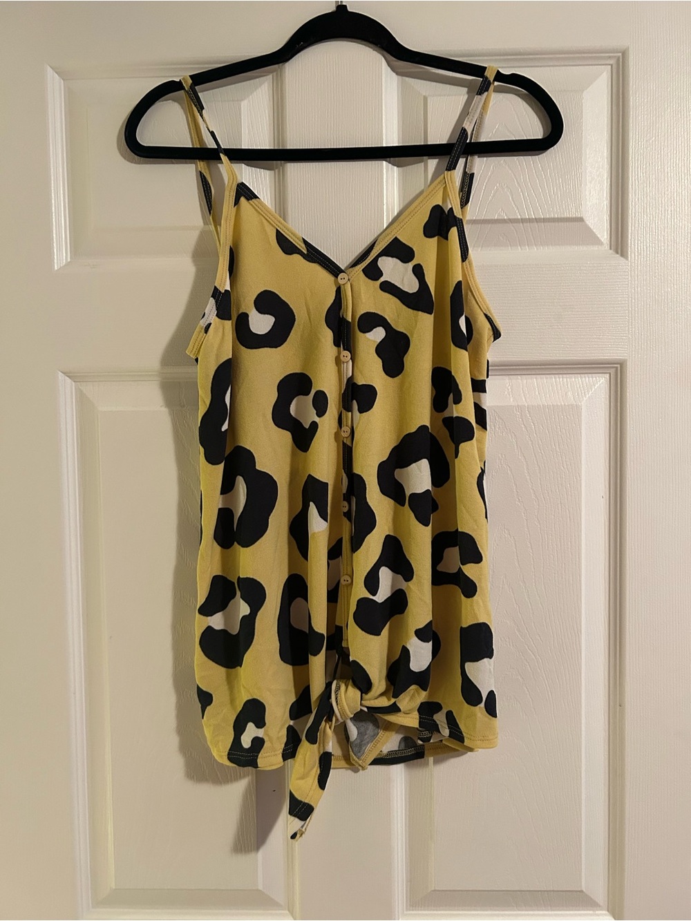 Cherish Yellow Leopard-Print Button Front Cami
